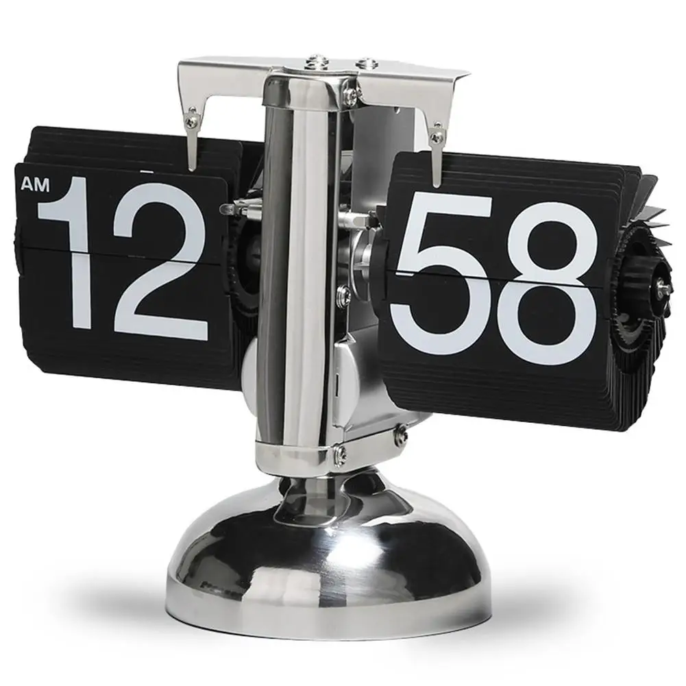 Automatic Flip Page Clock Retro Innovative Balance Single Foot Clock