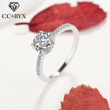 

CC Bijouterie Silver Rings For Women Charms Marry Propose Cubic Zirconia Hollow Ring Wedding Engagement Party Accessories CC1467