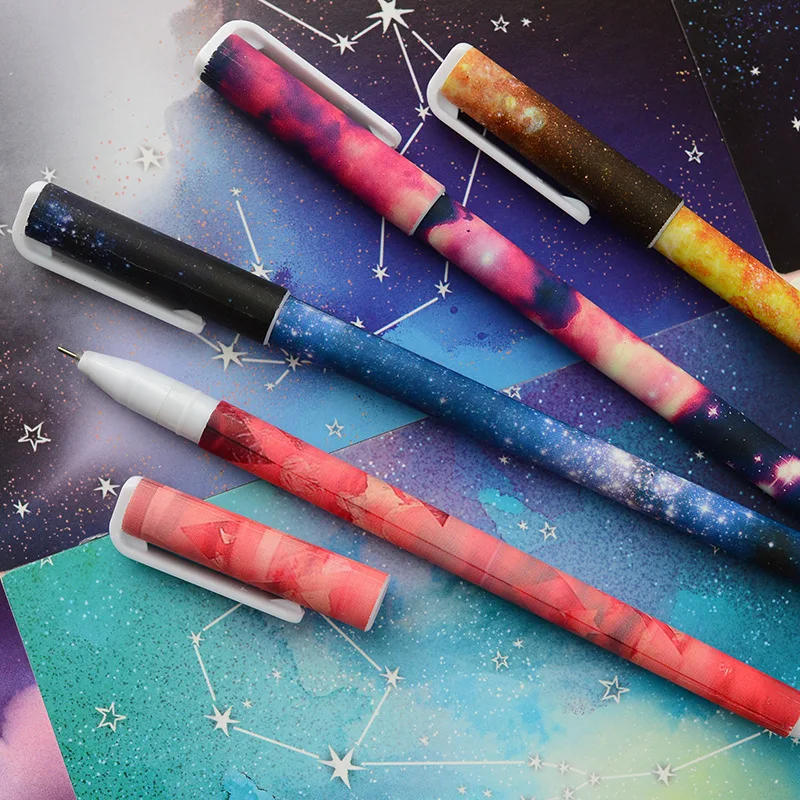 10 шт., гелевая ручка для письма, 0,5 мм, шариковые цветные ручки Galaxy star, подарочные канцелярские принадлежности, офисные школьные принадлежности EB308