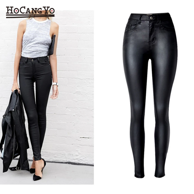 faux leather jeans womens