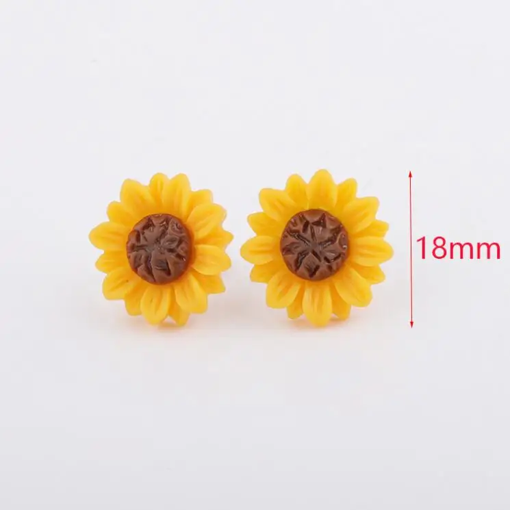 18mm Новые серьги в форме подсолнечника из нержавеющей стали 15 мм 18 мм кабошон из смолы серьги для женщин ювелирные изделия подарок - Окраска металла: 18mm