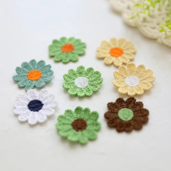 

30pcs Daisy Flower patches for clothing Lace Applique Patch diy craft supplies embroidered lace trim sewing accessories