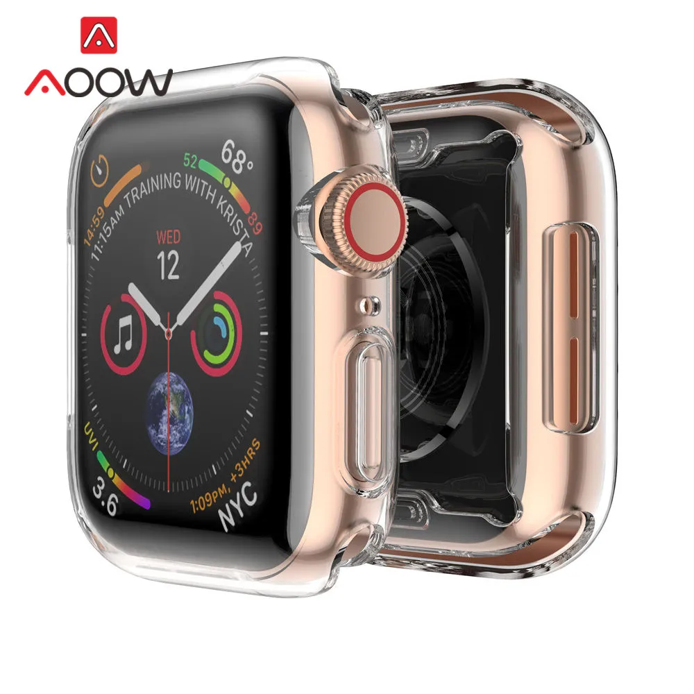 

Soft Clear TPU Screen Protective Case for Apple Watch 40mm 44mm 38mm 42mm Full Protection Plating Cover Band for iWatch 2 3 4