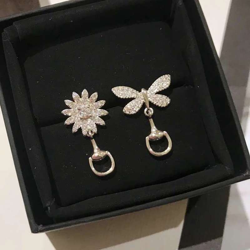

New Brand Pure 925 Sterling Silver Jewelry For Women Fly Butterfly Earrings Bowknot Earrings Cute Fashion Party Silver Jewelry