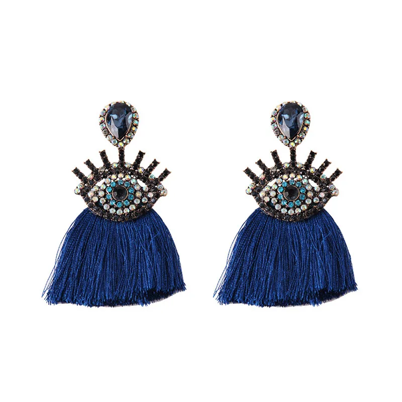

Eyes with Eyelash Female Tassel Earrings boucles d'oreilles pompons Crystal Top Boho Earrings for femme ET1168