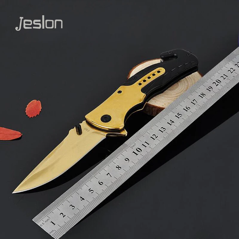 

Jeslon Portable Pocket Knife 3Cr13 Folding Blade Hunting Camping Knives Steel+Aluminum Handle Tactical Rescue Survival EDC Knife