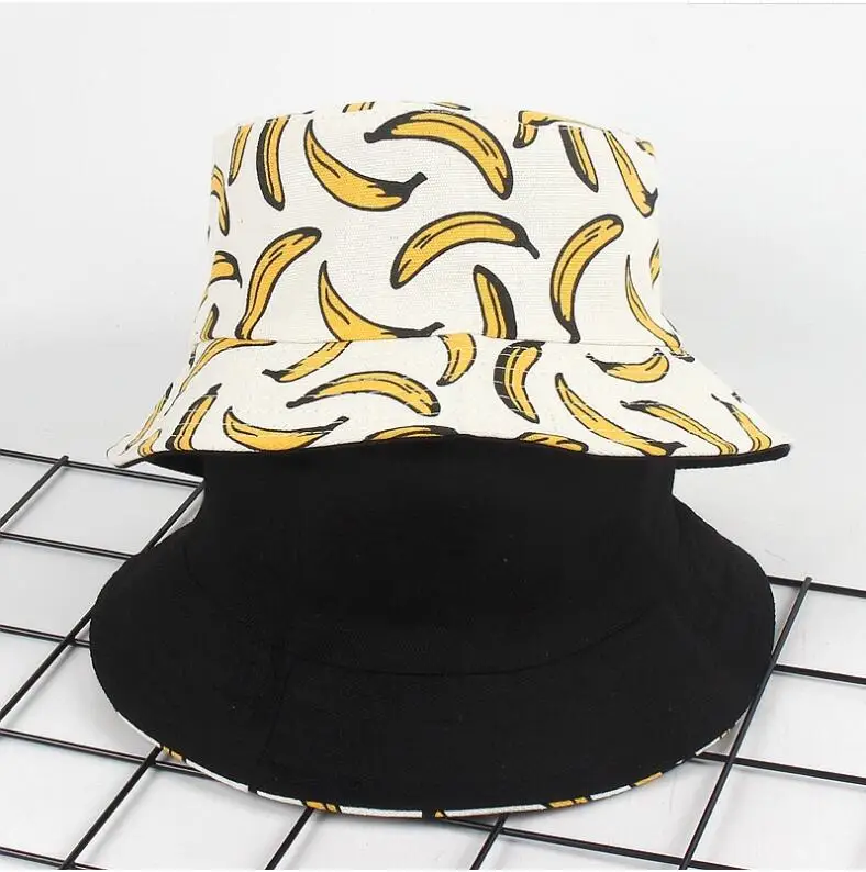 2018 اثنين الجانب عكسها الموز قبعة للجنسين الأزياء بوب قبعات الهيب هوب قبعات gorro الرجال الصيف شاطئ الشمس الصيد panamas