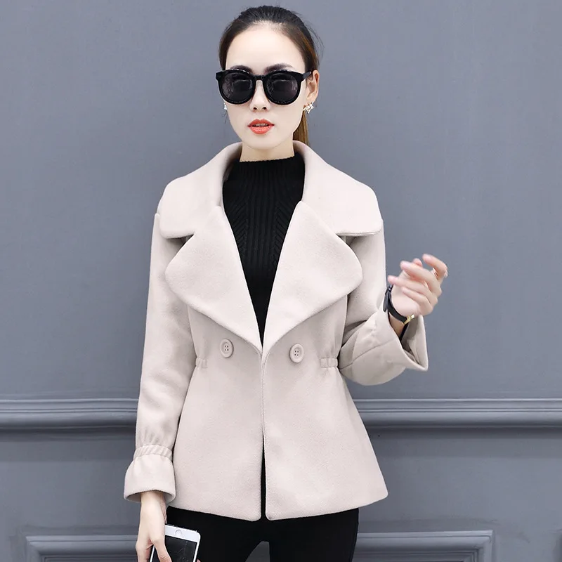 2018 Winter Short Woolen Coat Female Jacket for Women Coffee Red High Quality Wool Coat Elegant Slim Women Woolen Warm Overcoat