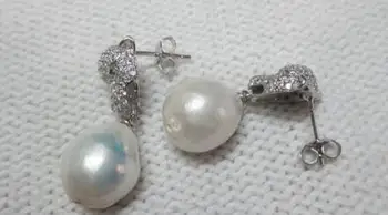 

PAIR ABOUT 14X12MM ENORMOUS WHITE KASUMI FW BAROQUE PEARL EARRING
