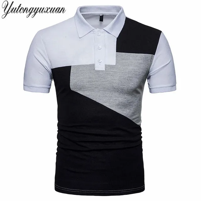 2018 Summer Thin Polo Shirt With Pocket Cotton Geometric Polo Shirt