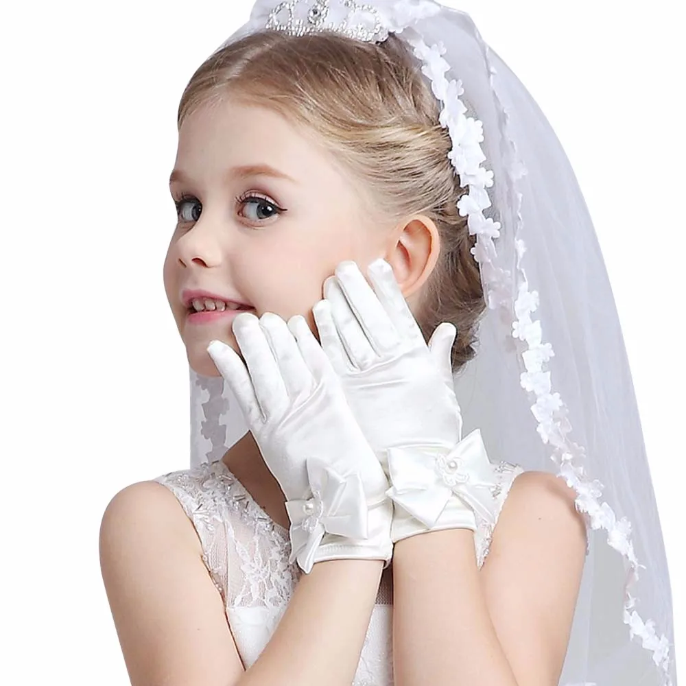 

TELOTUNY princess lace white gloves Gloves Girls Elbow Short Party Wedding Gloves z0828