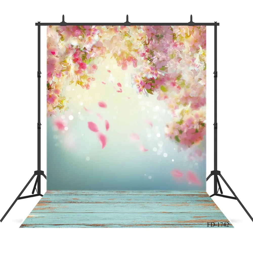 

Flower Wallpaper Photography Background Wooden Floor Backdrop For Photo Shoot Props Children Baby Cloth Backdrops Photo Studio