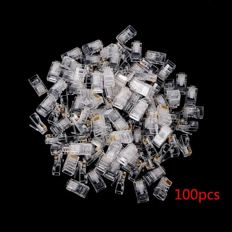 Cut Rate Modular-Plug Net-Network Utp 8P8C Cat5-Cat5e-Connector Gold-Plated RJ45 Unshielded 25/100/200/500-pcs lnKepnNx