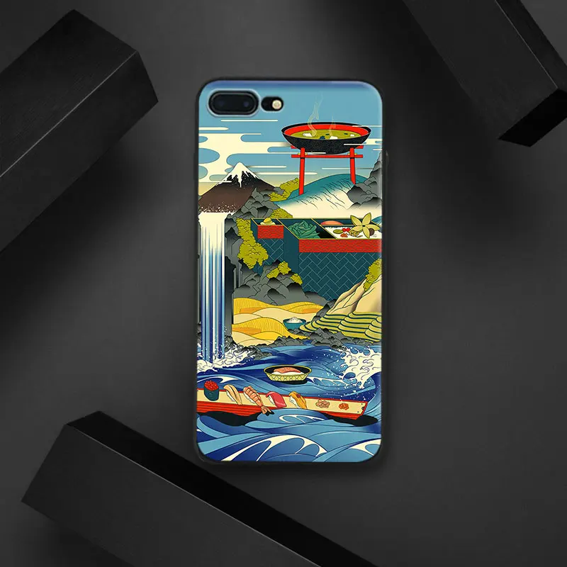 

Japanese Style Painting landscape sushi Tpu Soft Silicone Phone Case Cover Shell For Apple IPhone 5 5s SE 6 6s 7 8 Plus X 10