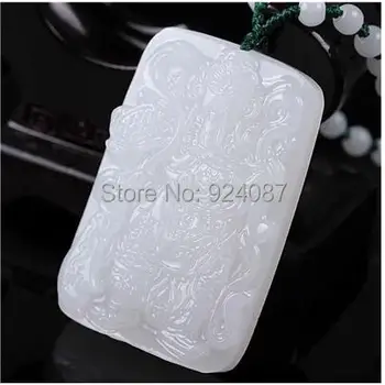 

Package mail nephrite jade expected white and delicate white jade guan gong in xinjiang Premium suet gratis jade necklace