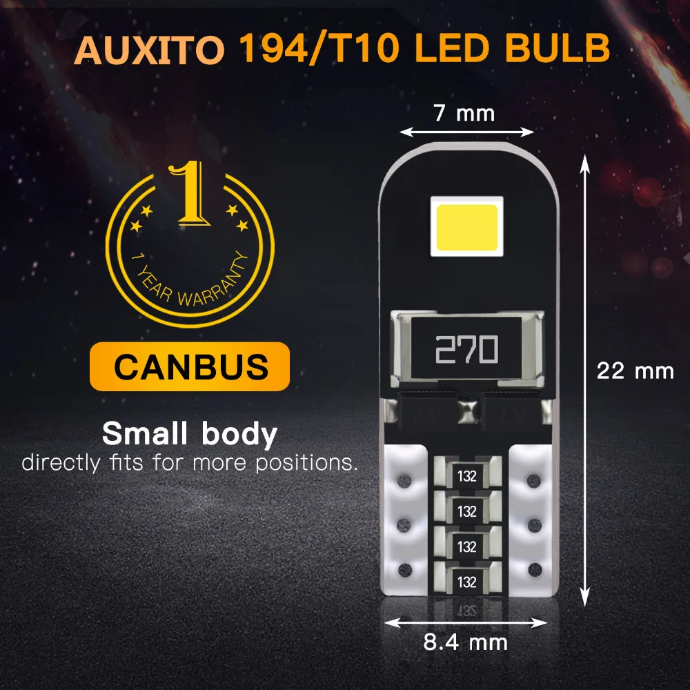 10 шт. T10 светодиодный W5W Canbus 194 168 2835 SMD без OBC Error Габаритные парковка светильник светодиодный T10 светодиодный W5W сигнальная лампа Автомобильный бортовой светильник