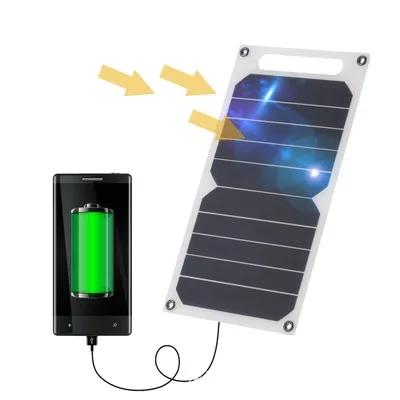 

ALLMEJORES Solar Charger 5V 5W Monocrystalline High Effiencicy SUNPOWER Solar cell USB Portable Solar Power Charger
