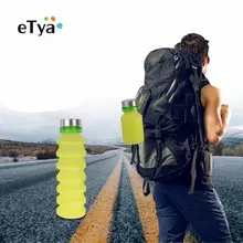 ETya 550 мл портативная силиконовая Выдвижная складная бутылка для воды для путешествий на открытом воздухе телескопическая складная пластиковая бутылка с крышкой