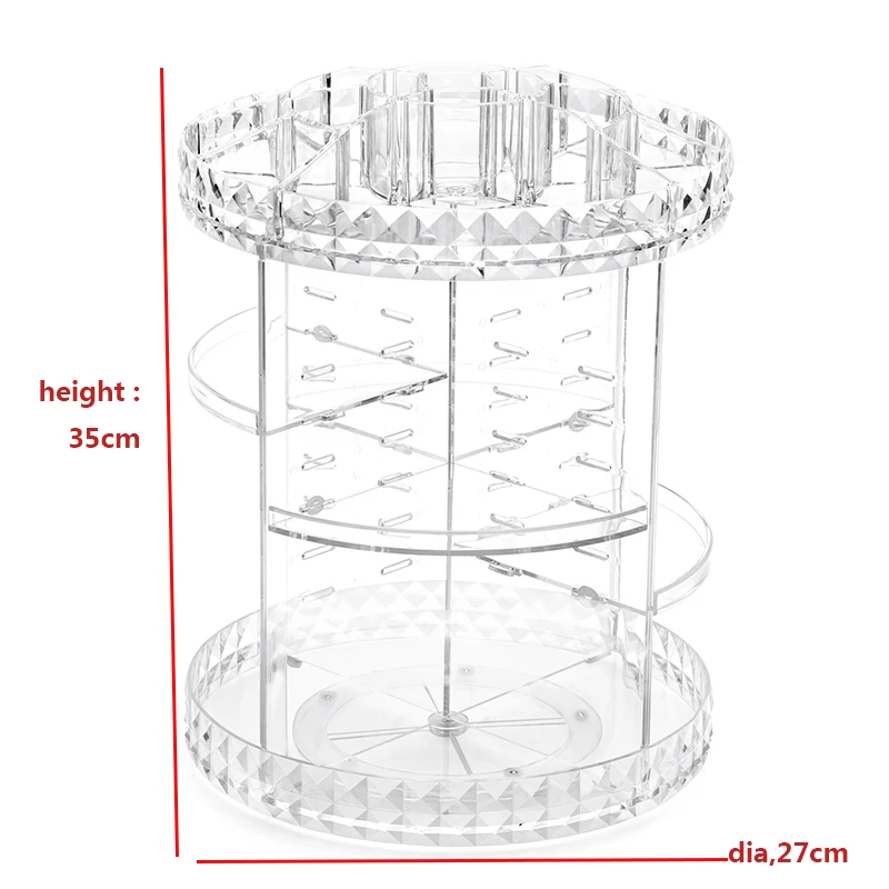 Baratos 360 grados de rotación de acrílico transparente cosméticos caja de almacenamiento de moda Multi función desmontable belleza maquillaje organizador C214