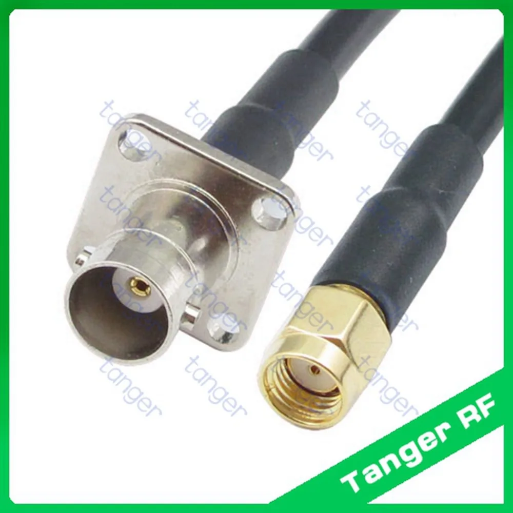 

BNC female jack 4four hole panel to RP-SMA male connector straight RF RG58 Pigtail Jumper Coaxial Cable 3Feet 100cm High Quality