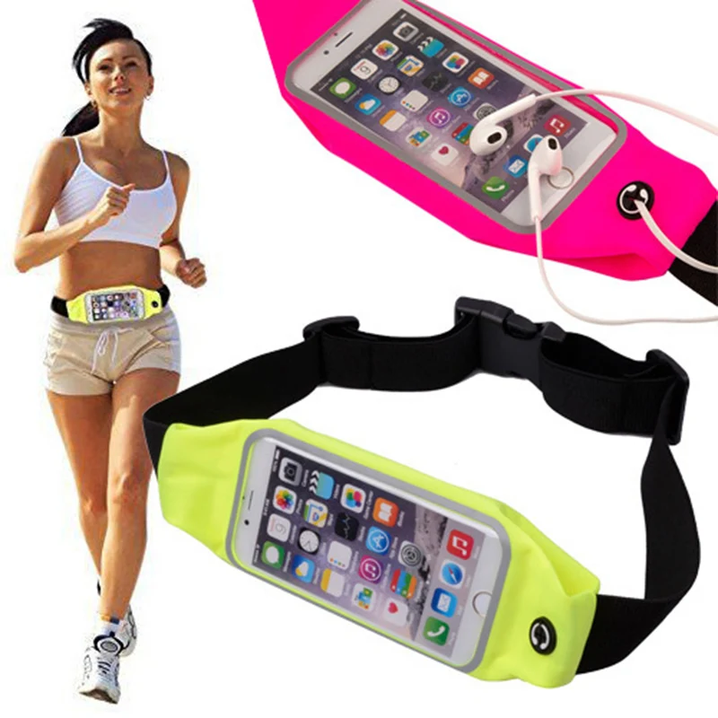 4.8" 5.9" Sport Waist Bag Screen Touching Waterproof Running Belt Pouch