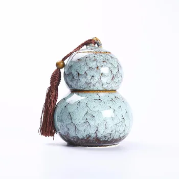 

Calabash Gourd Shape Tea Caddies Mini Ceramic Storage Boxes Tea Leaves Container Ceramic Organizer Home Teahouse Dining Tea Can