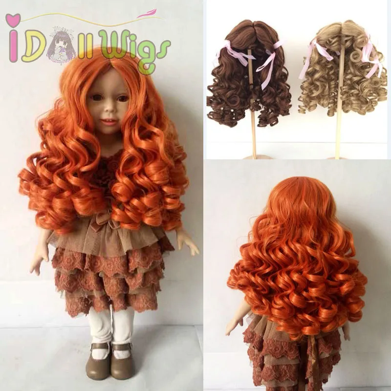 Хорошее качество Спиральные Кудри carroty парик для 18 &quotамериканская кукла тяжелые