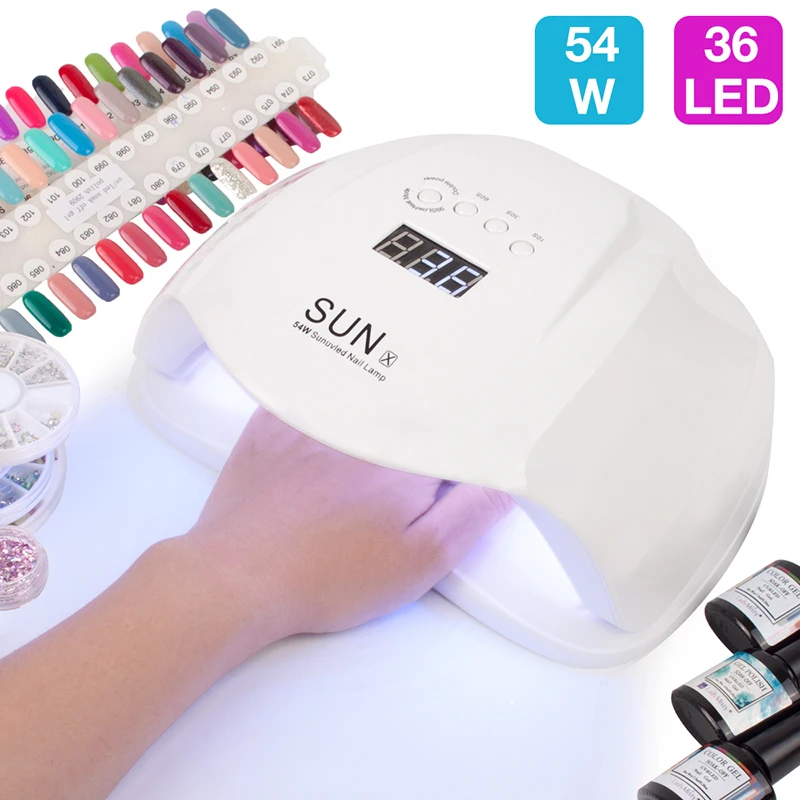 

54W Nail Dryer UV LED Lamp LCD Display 36 LEDs Dryer Lamp for Curing Gel Polish Auto Sensing Nail Manicure Tool