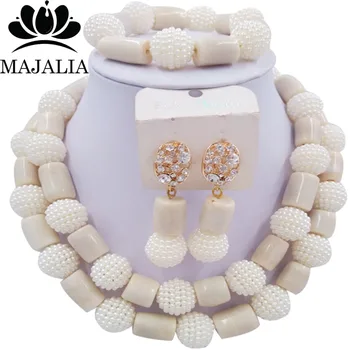 

Fashion african jewelry set white coral and plastic nigerian wedding african beads jewelry set Free shipping Majalia-297