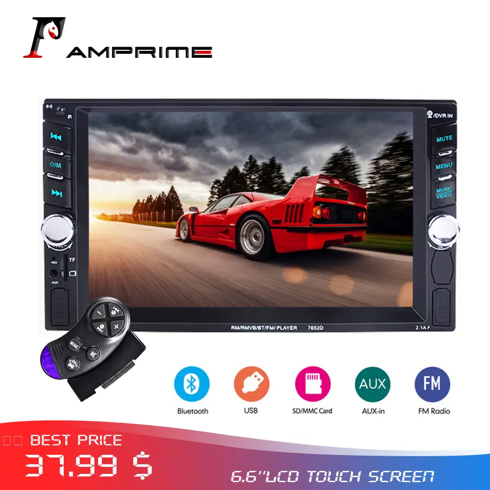 AMPrime 2 Din автомагнитола 6," сенсорный экран Автомагнитола 12 В Автомагнитола Bluetooth Hands Free 2din автомобильный MP5 мультимедийный плеер