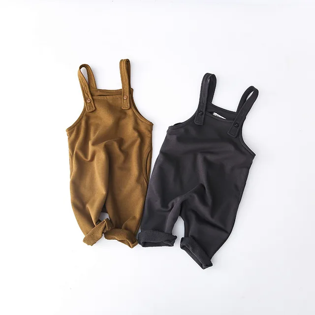Fashion Baby Boys Rompers Girls Spring Rompers Toddler Cute Solid Overalls Kids Lovely Brown/Green Suspender Pants