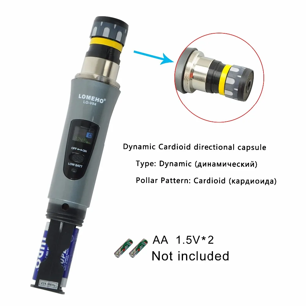 LOMEHO LO-V04, 4 канала, 4 металлические ручные микрофон, караоке, KTV, вечерние, динамический микрофон, церковный микрофон, VHF беспроводной микрофон