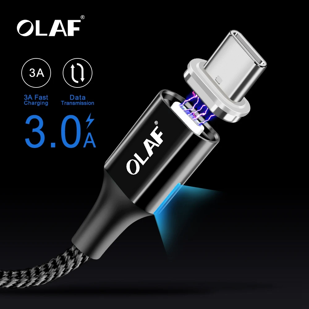 

OLAF Magnetic USB Type C Cable for Samsung Galaxy S9 S8 Fast Charging Data Cable for Huawei Mate 20 Pro Xiaomi Mi 8 USB Type-C