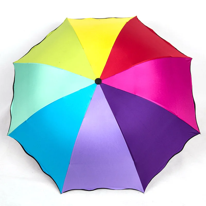 

Women Rainbow Folding Umbrella For Wind Resistant Waterproof Pencil Rainy Umbrellas Men Portable Travel Umbrellas UV Parasol