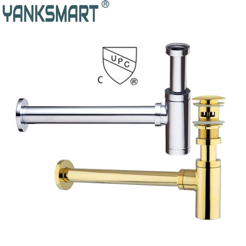 

YANKSMART Cupc Good Bottle Traps Pop up Basin Waste Drain Basin Faucet P-Traps Waste Pipe Into The Wall Drainage Plumbing Tube