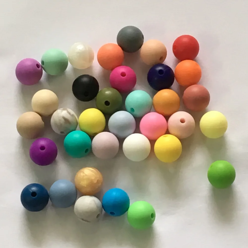 

10pcs/lot 12mm Round Loose Silicone Beads Safe Teether Baby Chew Non Toxic BPA Free 100% Food Grade Teething Beads for necklace