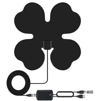 

Digital Amplified Four-Leaf Clover Shape Design 80 Miles Range HDTV Antenna Detachable Support 4K 1080p Indoor Signal Booster