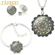 TAFREE изысканный богемный стиль цвет Мандала Цветок себе ожерелье серьги браслет Набор Винтаж Дубай ювелирные наборы HT123
