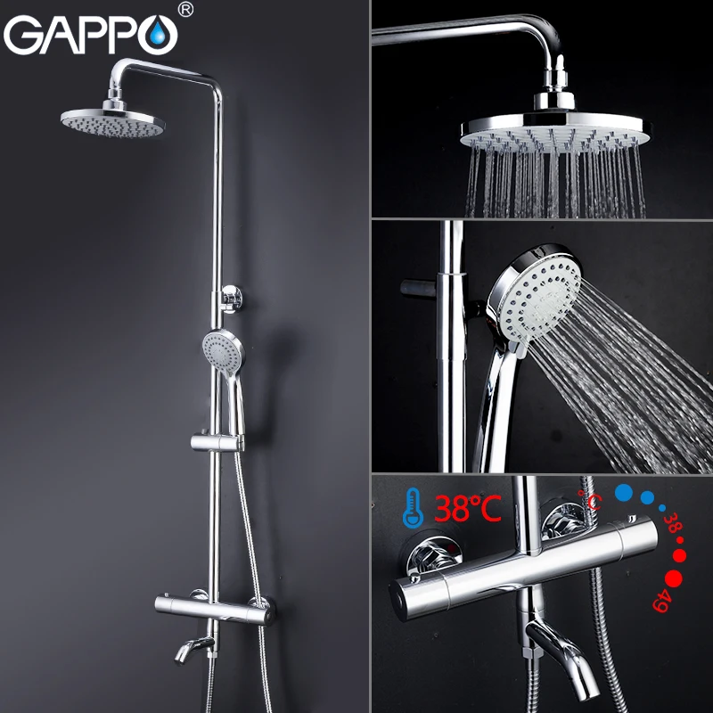 GAPPO Shower Faucets black Concealed shower mixer taps rainfall shower set waterfall bathroom rain mixers faucet