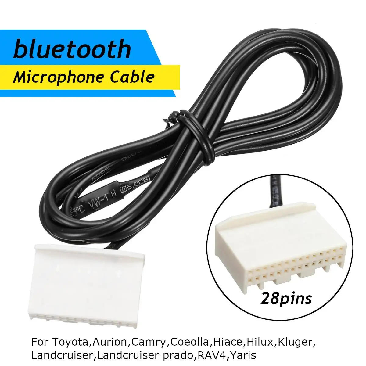 

1.5M bluetooth Microphone Cable Wiring 28 Pin Plug Tail Audio Head Unit For Toyota Camry Hilux RAV4