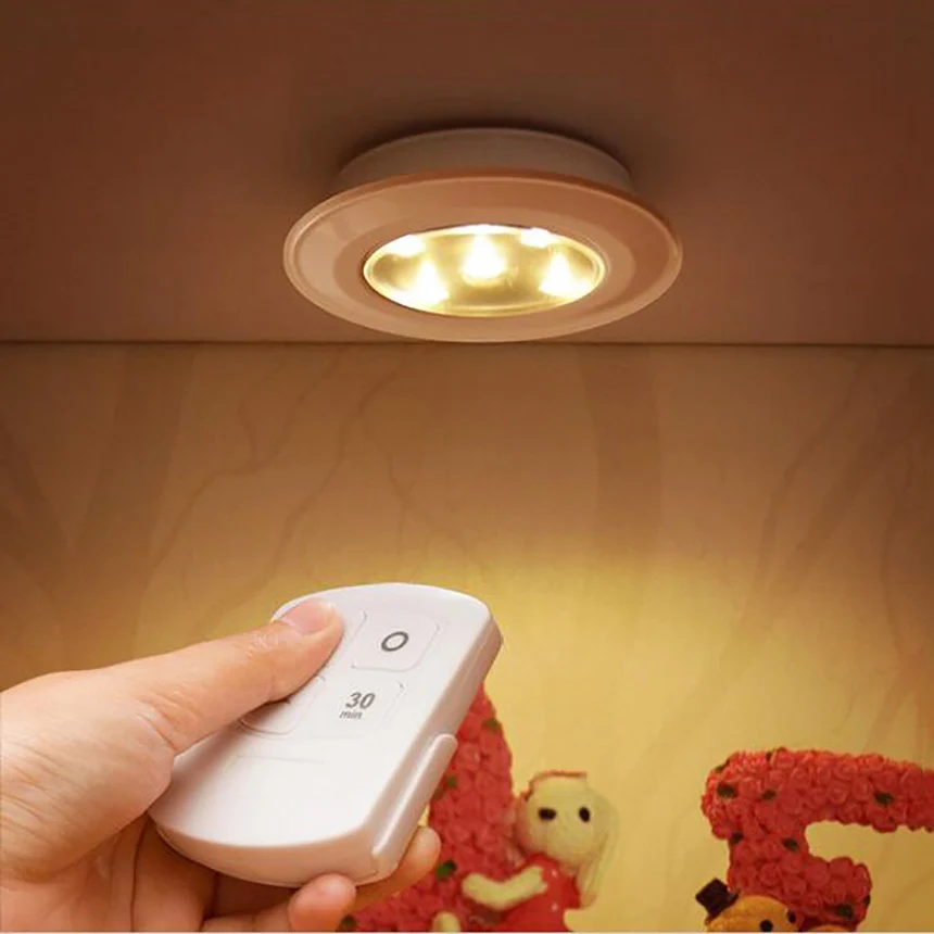 Wireless Remote Control Night Light LED Battery Lamp Luminaria Ampoule