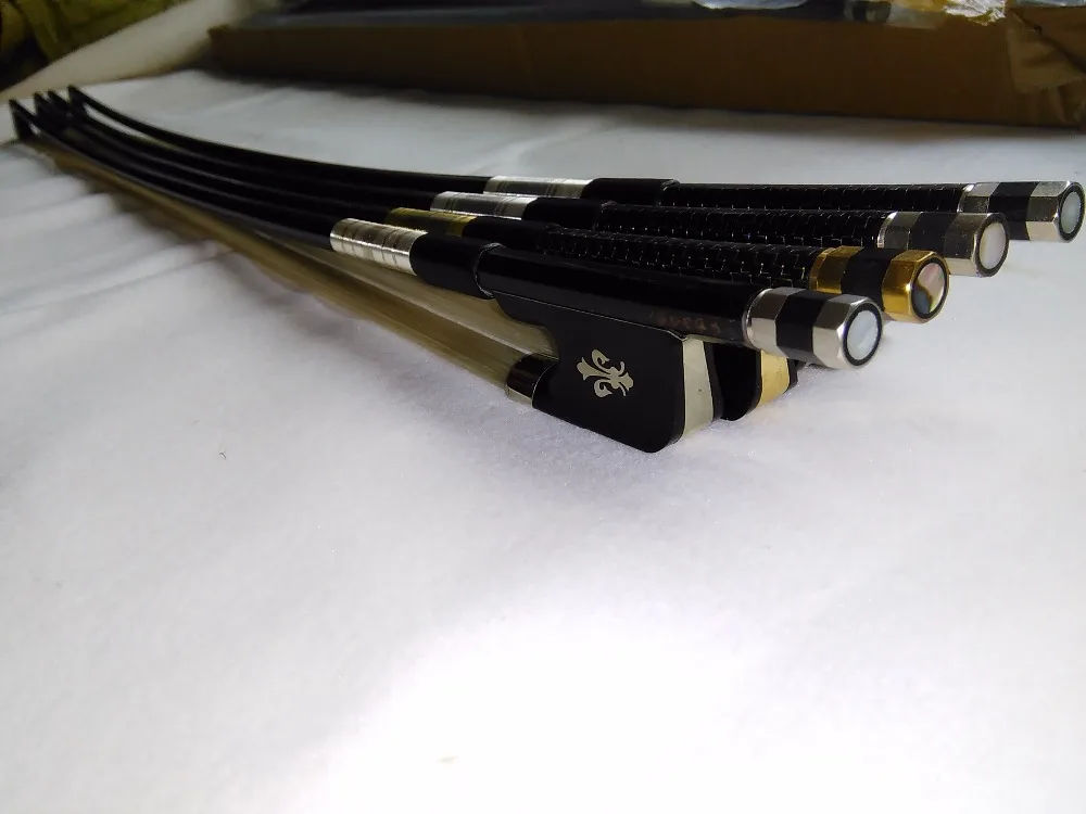 4 PCs Nice Quality Cello Bow 4/4 Ebony Frog with pro wire inlay quality white bow hair