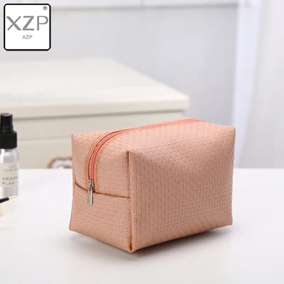 XZP Women Woven Pattern Solid Cosmetic Bag Travel Make Up Bags Fashion Ladies Makeup Pouch Neceser Toiletry Organizer Case - Цвет: Style 4