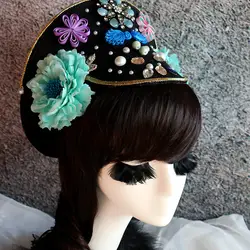 Индивидуальные древние Королевский шляпа для женщин династии Цин императрица шляпа красивая принцесса шляпа фестиваль вечерние шляпа