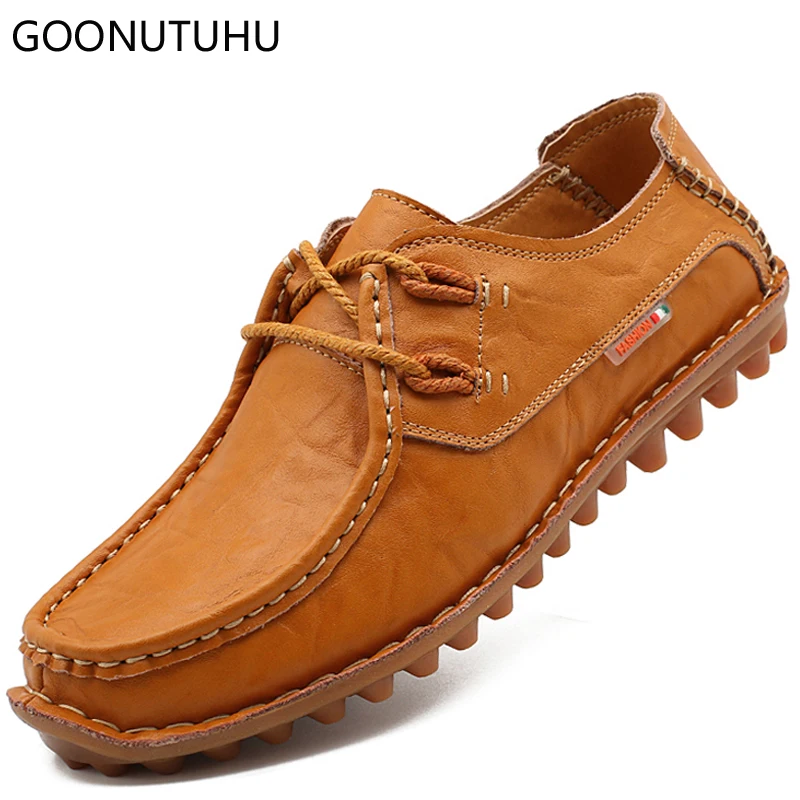 

Fashion men's shoes casual leather spring autumn platform lace up shoe man brown blue & black breathable handmade shoes for men