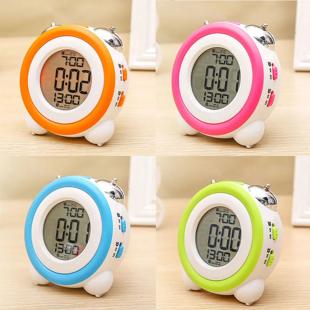 

Vintage Digital LCD Display Bell Alarm Clock Thermometer With LCK Backlight GRY