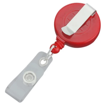 

New 5x Retractable Reel Recoil ID Badge Lanyard Name Tag Key Card Holder Belt Clip Red