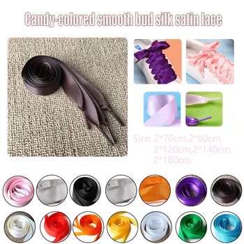 

Hot Sneaker Shoe Strings 2cm Wide Shoelaces 2019 80 to 180cm Flat Silk Shoe Laces Colorful Satin Silk Ribbon Shoelaces