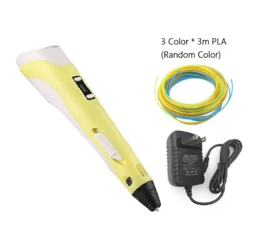 Волшебная 3d Ручка для рисования 3d ручки scribble canetas ЖК-дисплей 3 d ручка PLA нити пластик для 3d ручек lapiz 3d насадка подарок - Цвет: yellow  with us plug