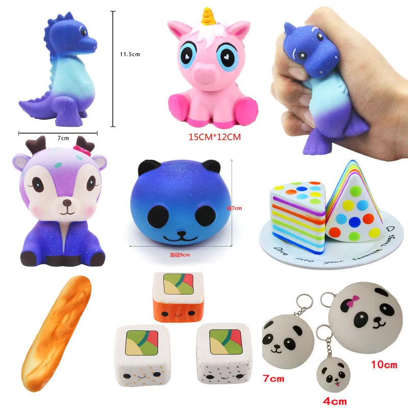 

ZUCZUG New Jumbo Squishy Slow Rising dinosaur unicorn bread Sushi Fawn panda Antistrss Toy Squishies Stress Mobile phone straps